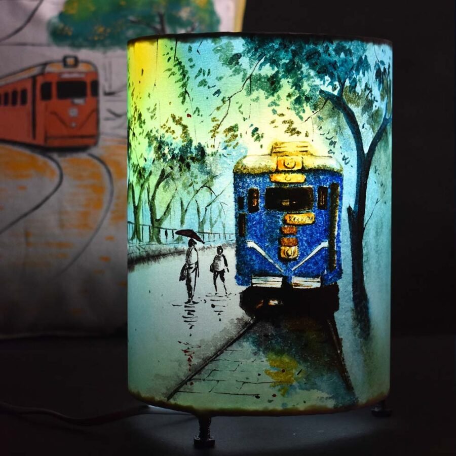 Kolkata Tram Hand painted Lamp