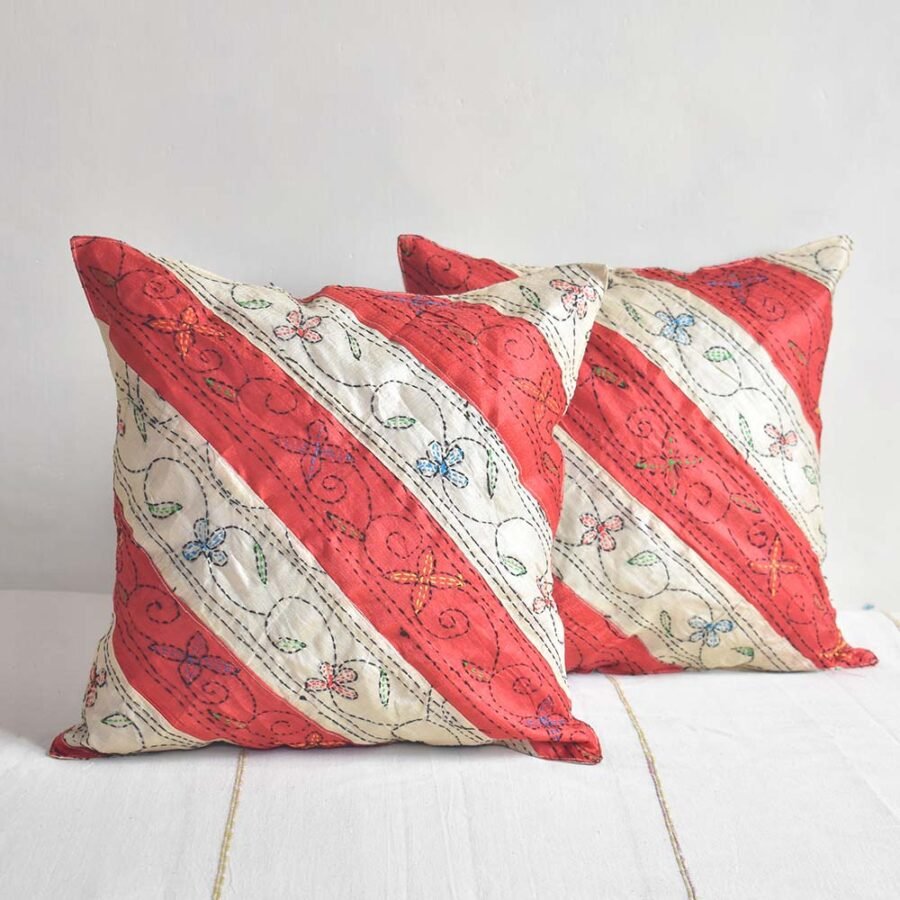 Patchwork Kantha Stitch Cushion Covers