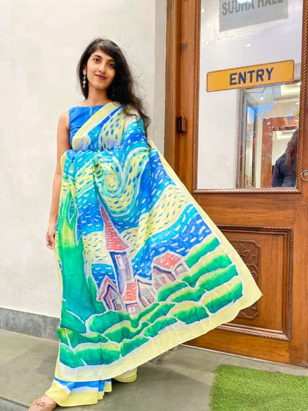 Starry Night Hand-painted Saree - Image 4