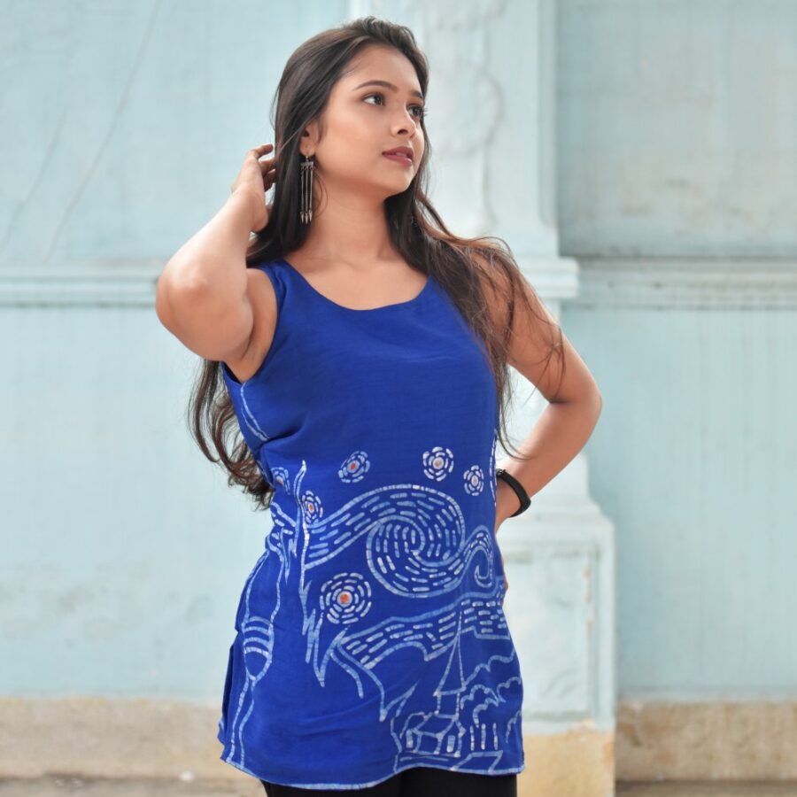 Starry Night Hand painted Batik Silk Top