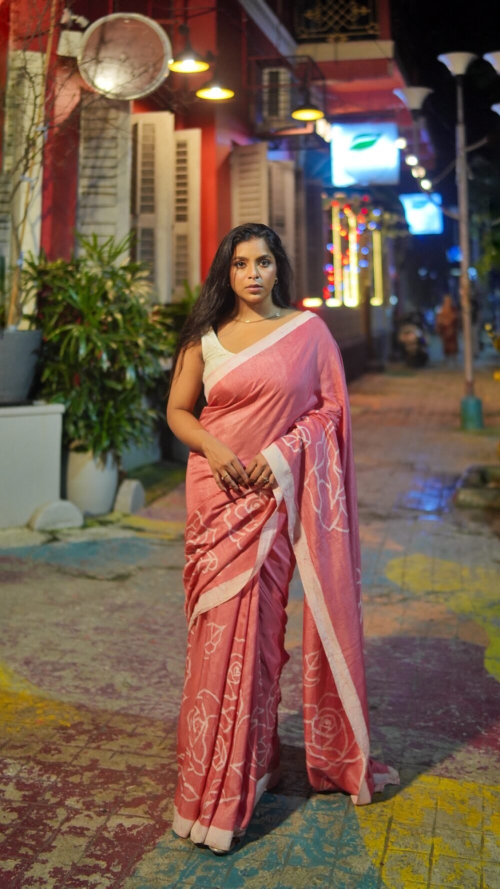 Rosi Batik Art Painted Silk Saree - Image 4