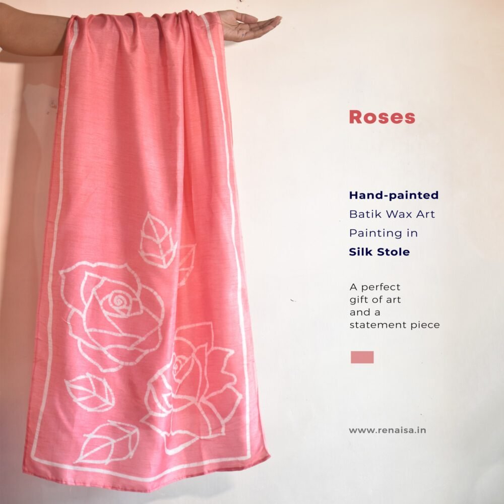 Roses Hand-Painted Batik Silk Stole