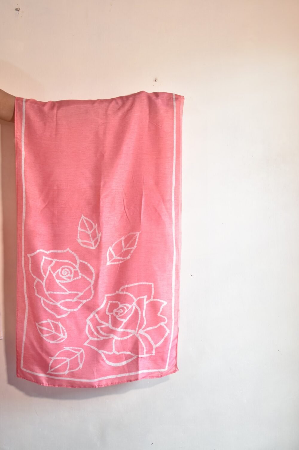 Roses Hand-Painted Batik Silk Stole - Image 3