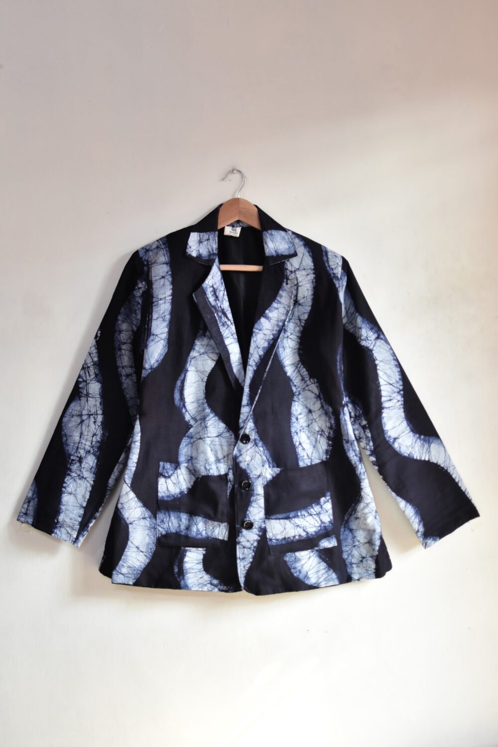 Abstract Batik Painting Pure Cotton Black Jacket - Image 2