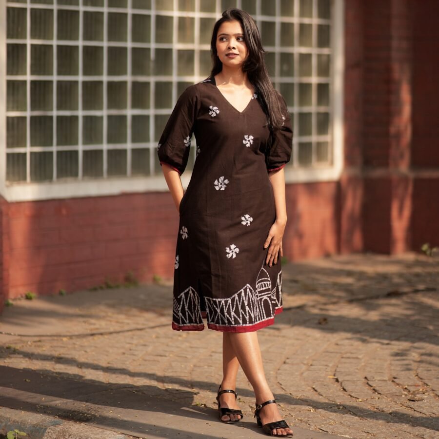 Kolkata Batik Art Pure Cotton Slit Dress