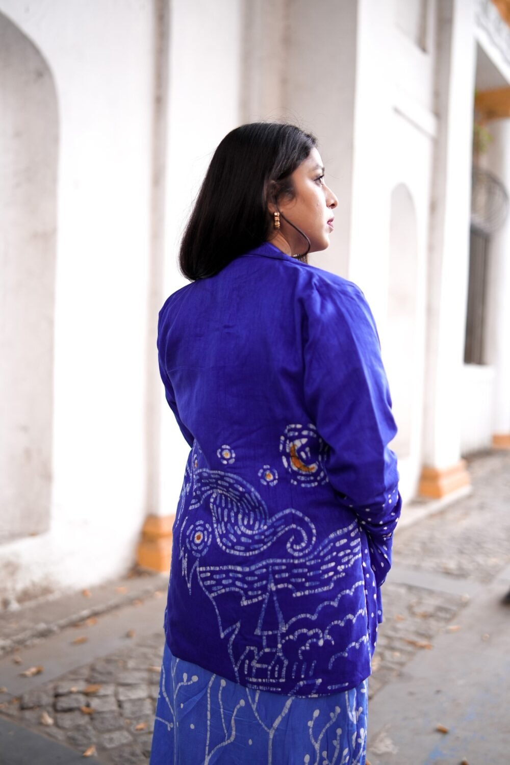 Starry Night Batik Art Silk Jacket - Image 3