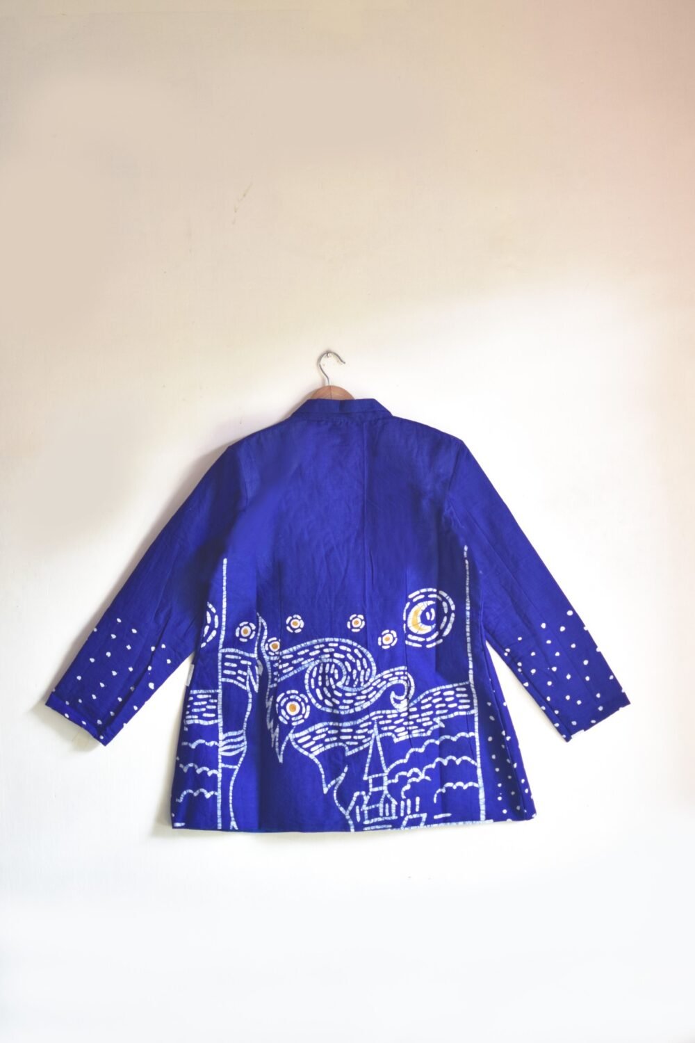 Starry Night Navy Pure Cotton Batik Art Jacket - Image 4