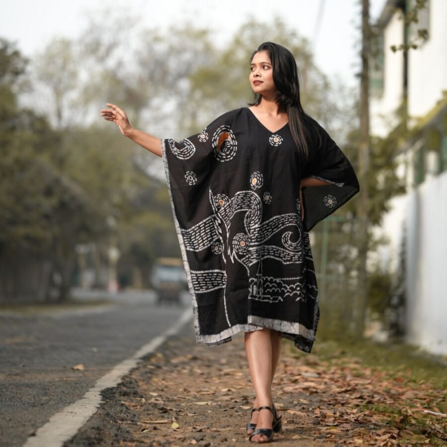 Starry Night Batik Art Pure Cotton Kaftan Dress