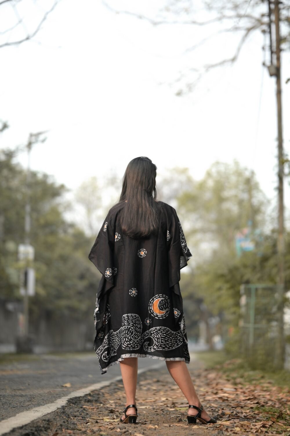 Starry Night Batik Art Pure Cotton Kaftan Dress - Image 3