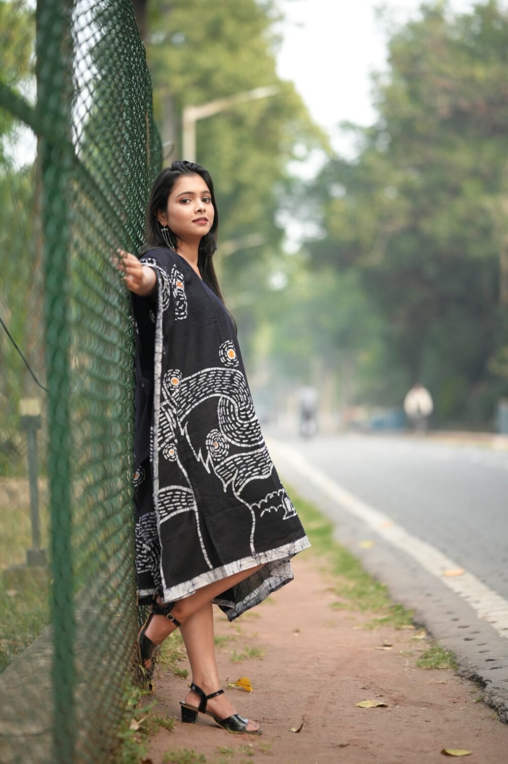 Starry Night Batik Art Pure Cotton Kaftan Dress - Image 4