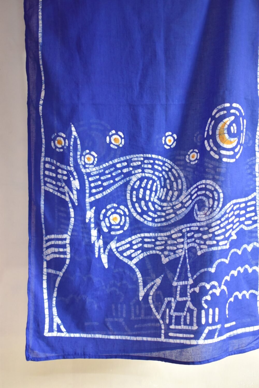 Starry Night Painted Batik Pure Cotton Stole - Image 2