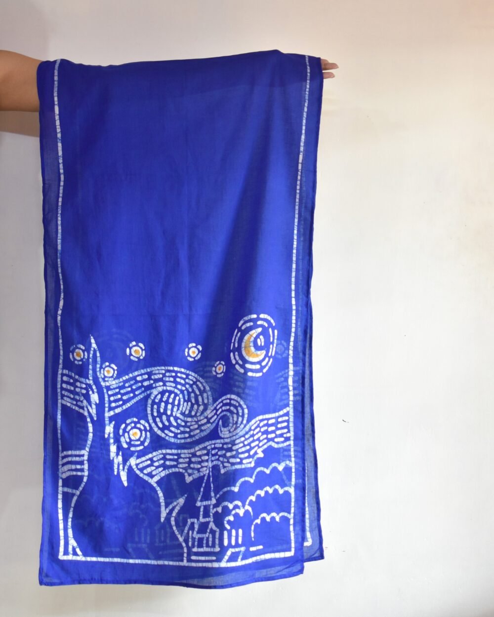 Starry Night Painted Batik Pure Cotton Stole - Image 3