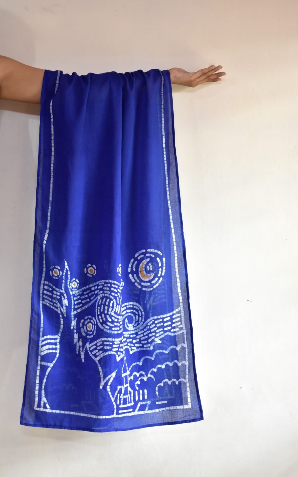 Starry Night Painted Batik Pure Cotton Stole - Image 4