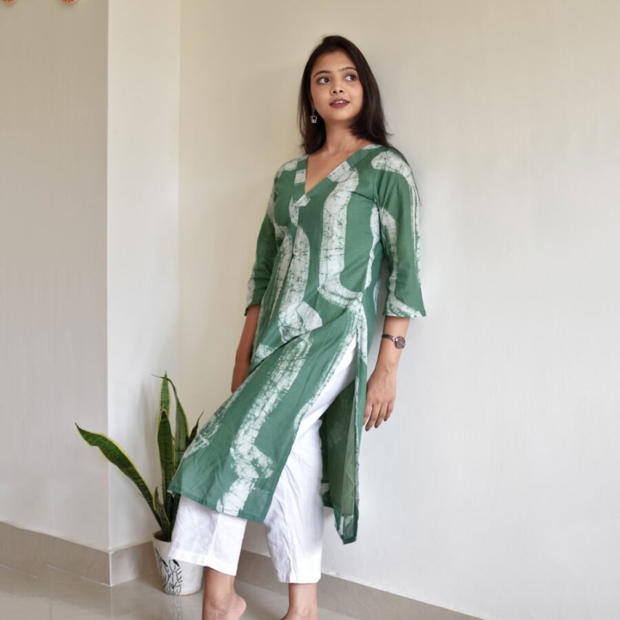 Abstract Batik Art Cotton Kurta and Linen Co-ord Set