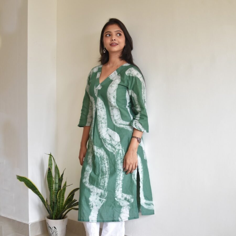 Abstract Hand Batik Painting Pure Cotton Kurta