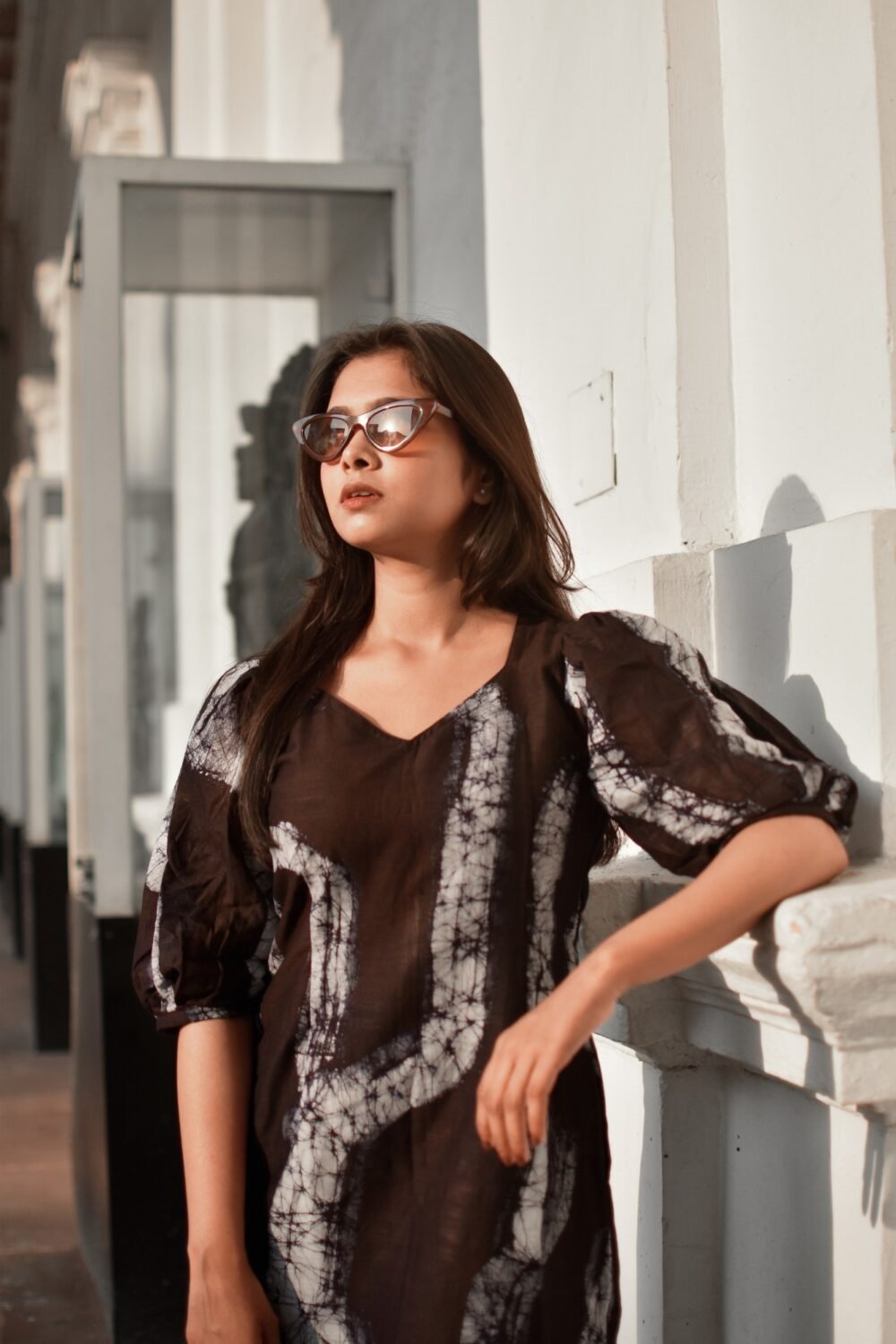 Abstract Hand Batik Pure Cotton Slit Dress - Image 2