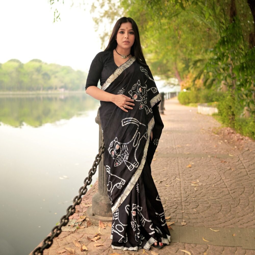 Jamini Roy’s Beral Hand Batik in Silk Saree