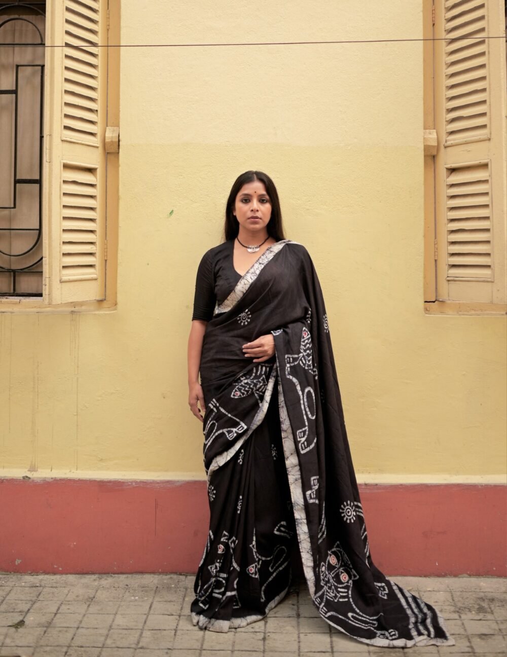 Jamini Roy’s Beral Hand Batik in Silk Saree - Image 4