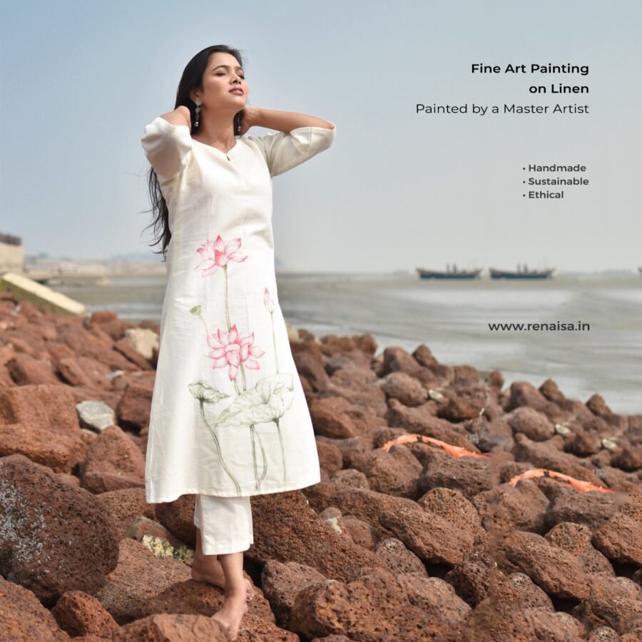 Lotus Hand-painted Linen Cotton Co-ord Set