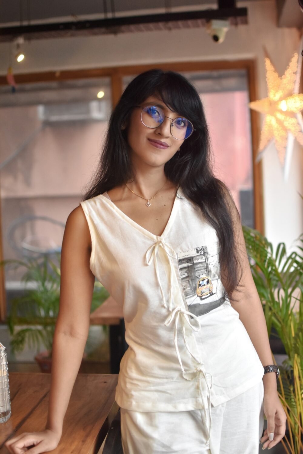 Taxi Painting Pure linen Cotton Top - Image 3