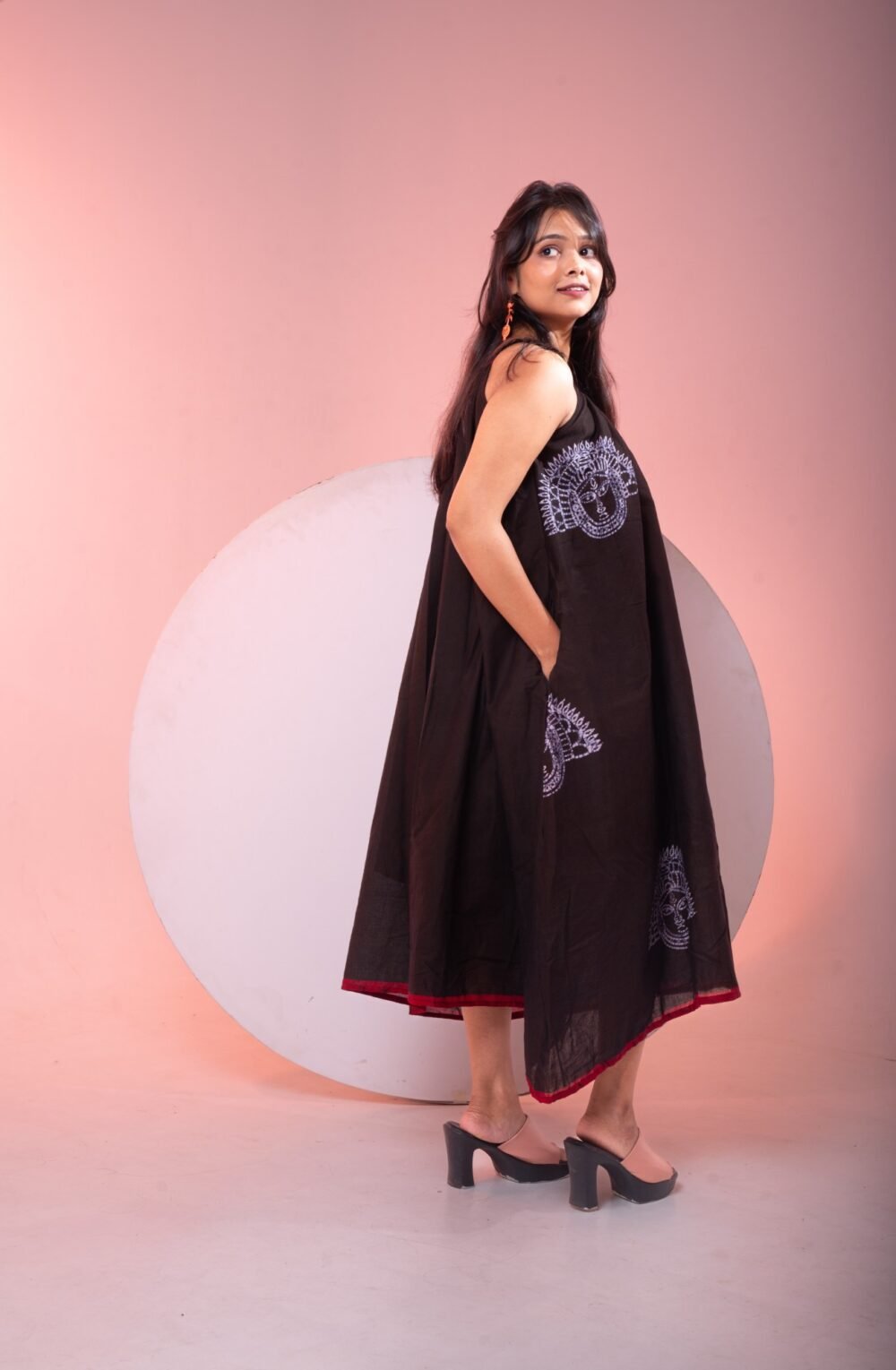 Chhau Batik Art Pure Cotton Flare Dress - Image 4