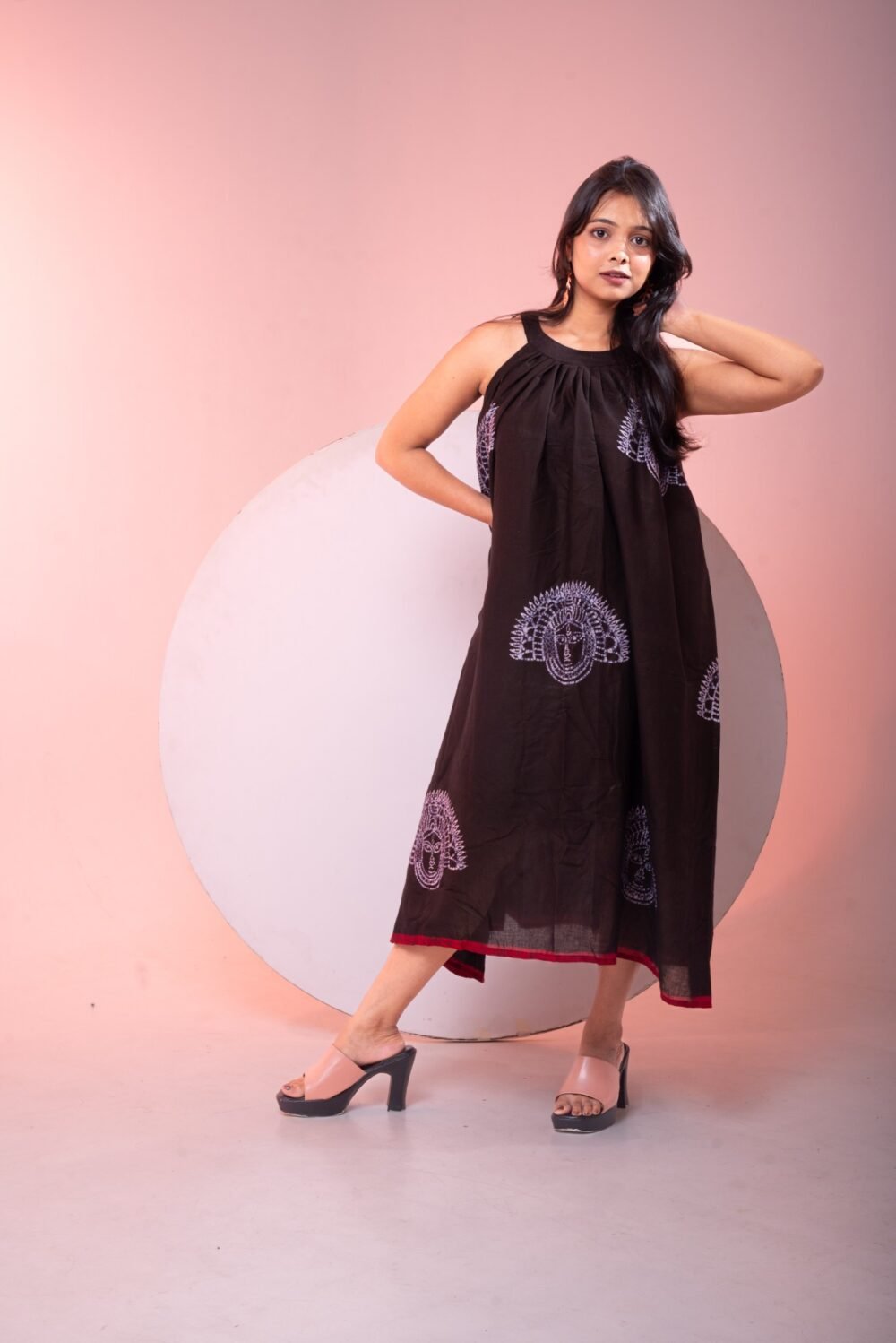 Chhau Batik Art Pure Cotton Flare Dress - Image 5