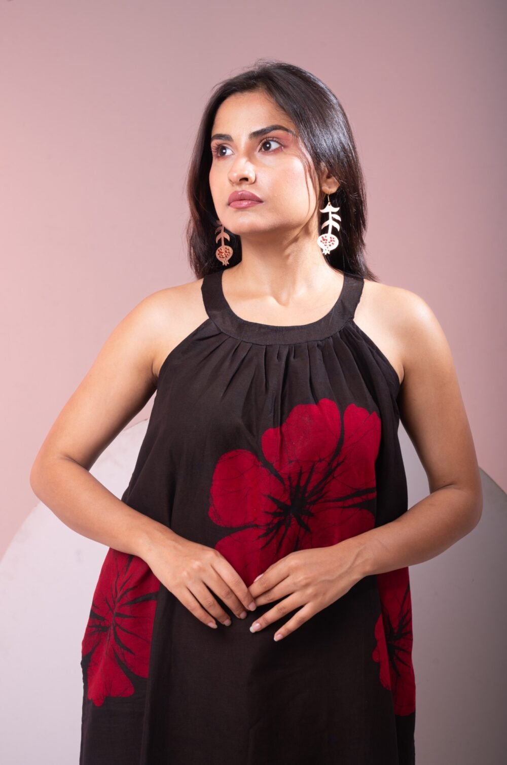 Hibiscus Hand Batik Pure Cotton Flare Dress - Image 6