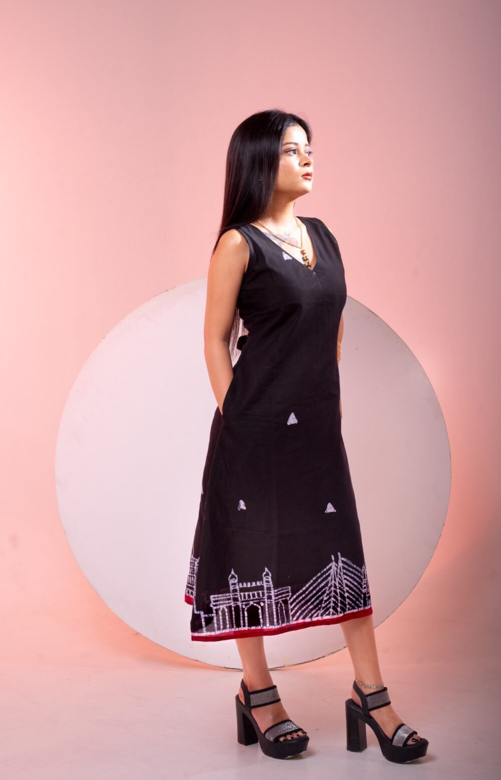 Mumbai Batik Art Pure Cotton Black Dress - Image 5