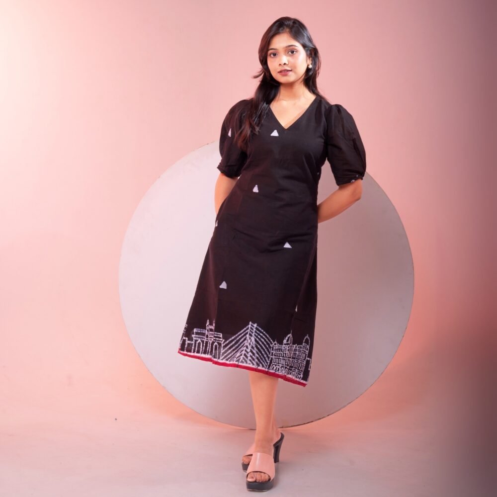 Mumbai Pure Cotton Batik Art Sleeves Dress