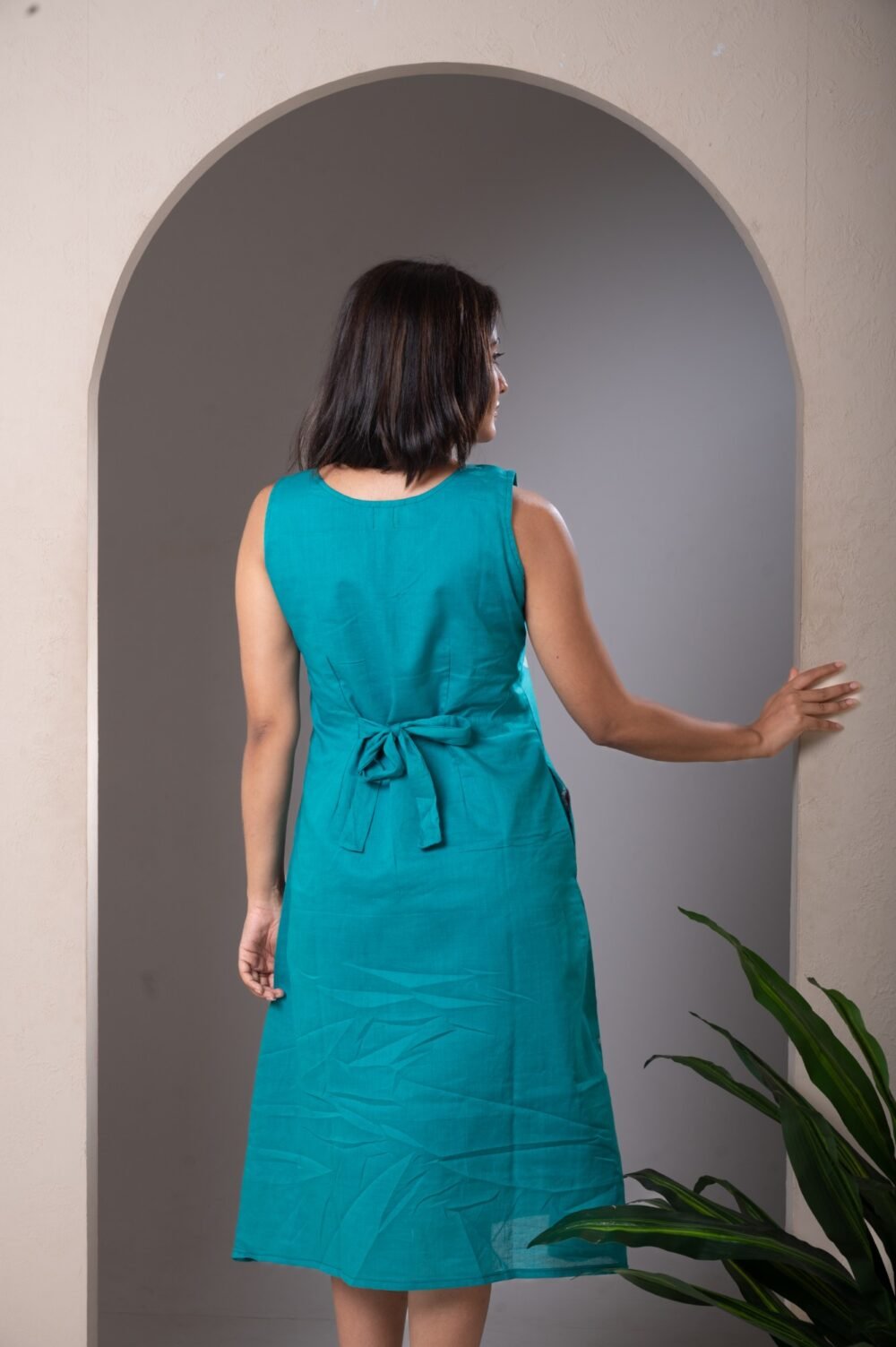 Pomegranate Hand Batik Pure Cotton Belt Dress - Image 6