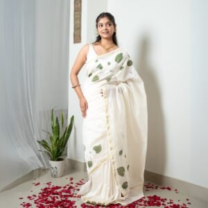 Onam Hand-painted Pure Chanderi Silk by Cotton Saree
