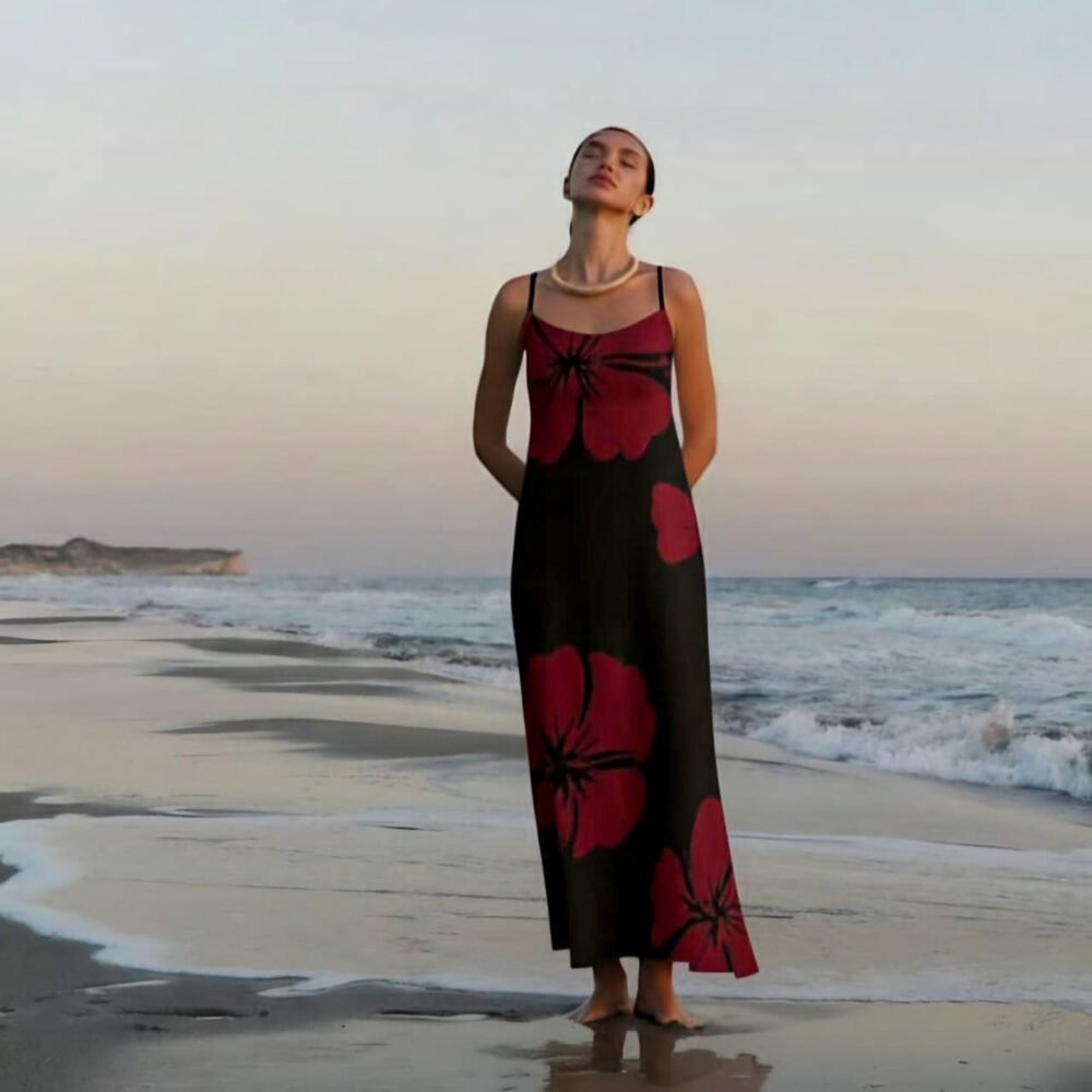 Hibiscus Hand Batik Strappy Anti-fit Pure Cotton Dress