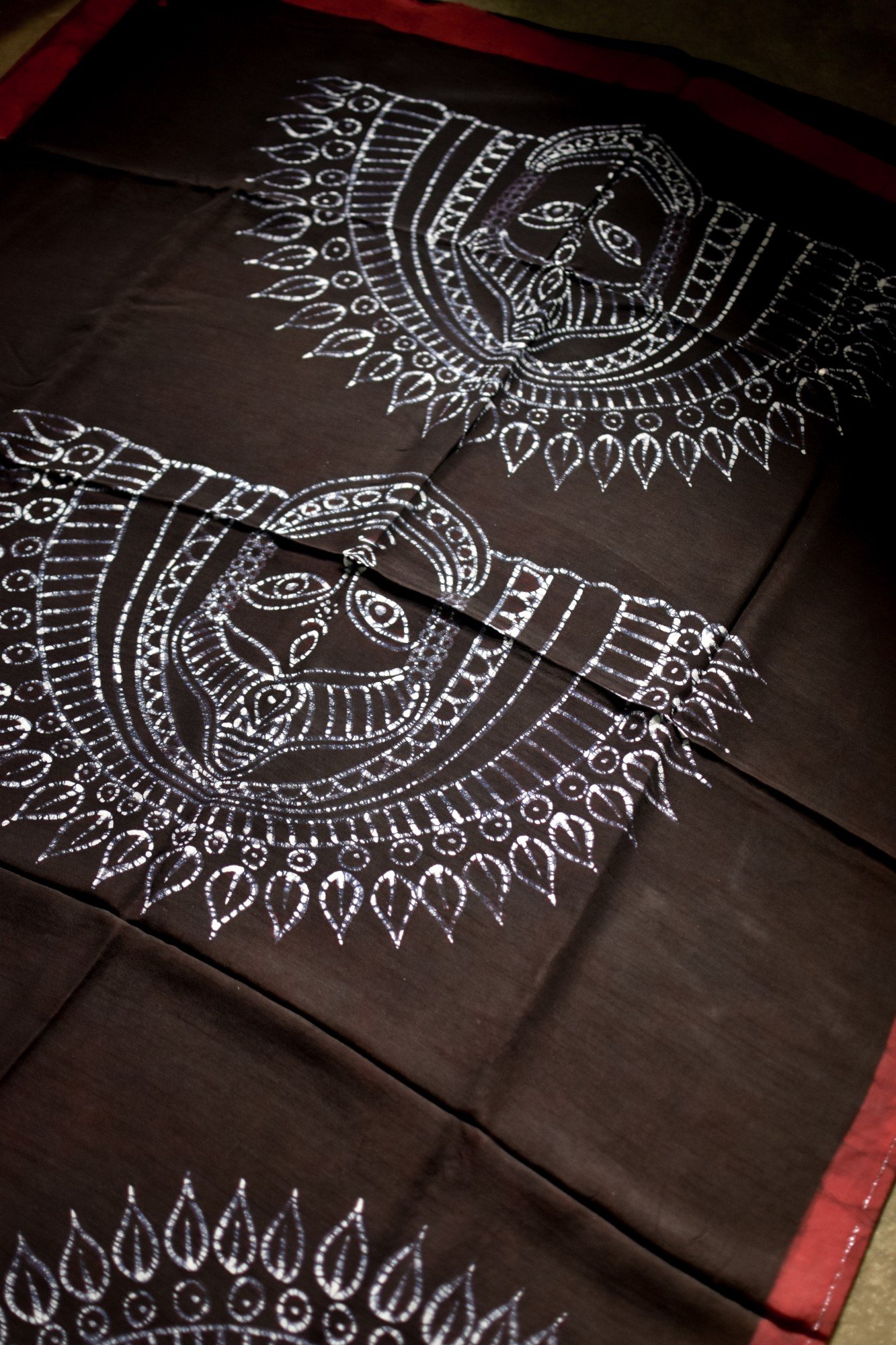 Chhau Batik Art in Silk Black Saree - Image 2