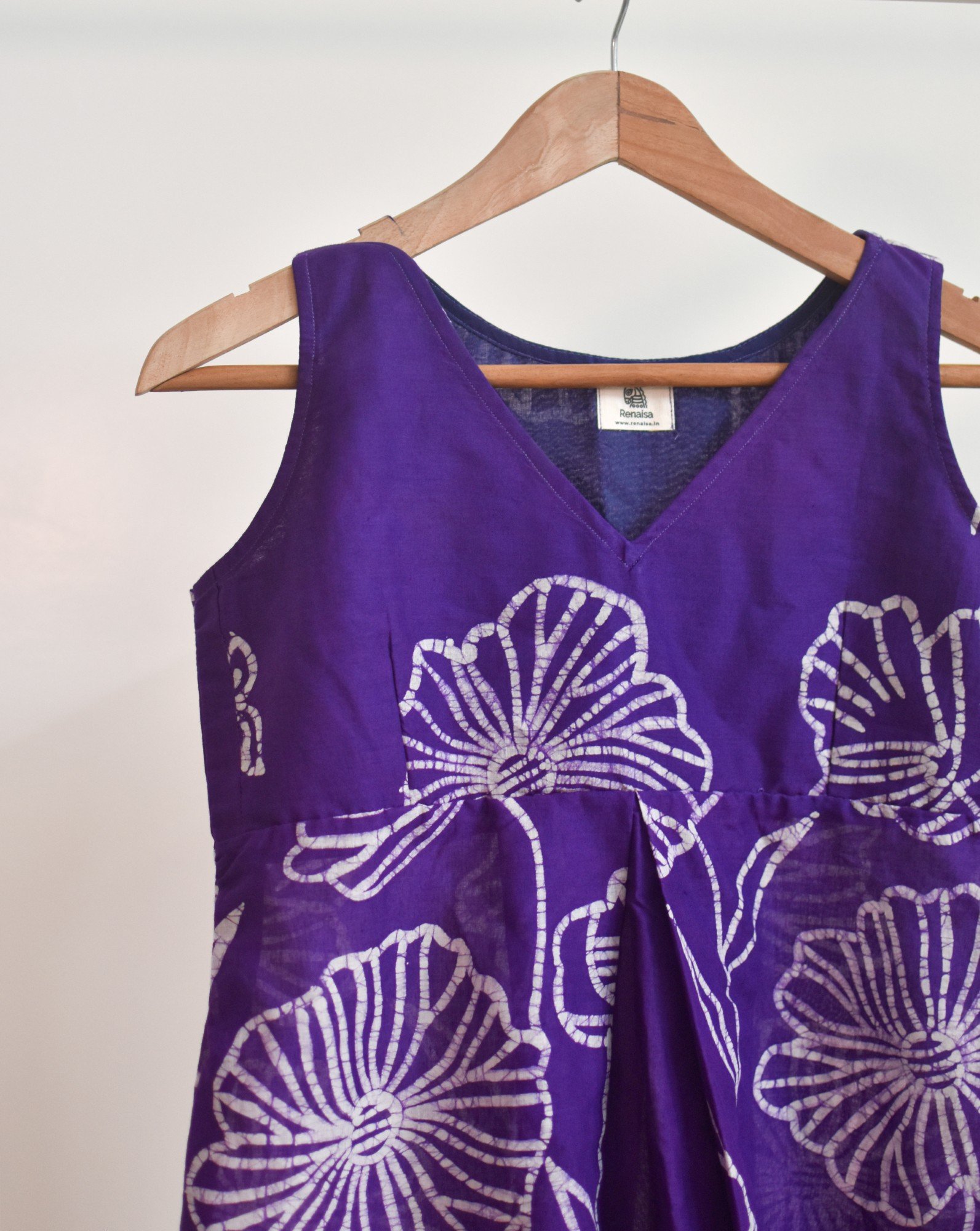 Purple floral Hand Batik Pure Cotton Top - Image 2
