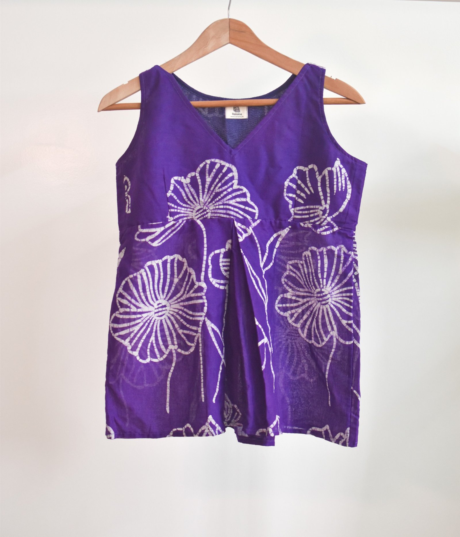 Purple floral Hand Batik Pure Cotton Top - Image 3