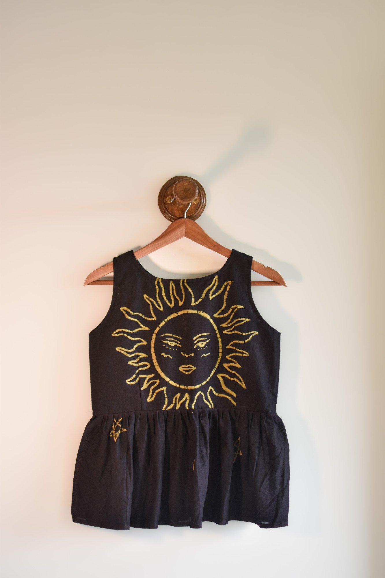 Sun Celestial Black Brown Batik Pure Cotton Top - Image 4