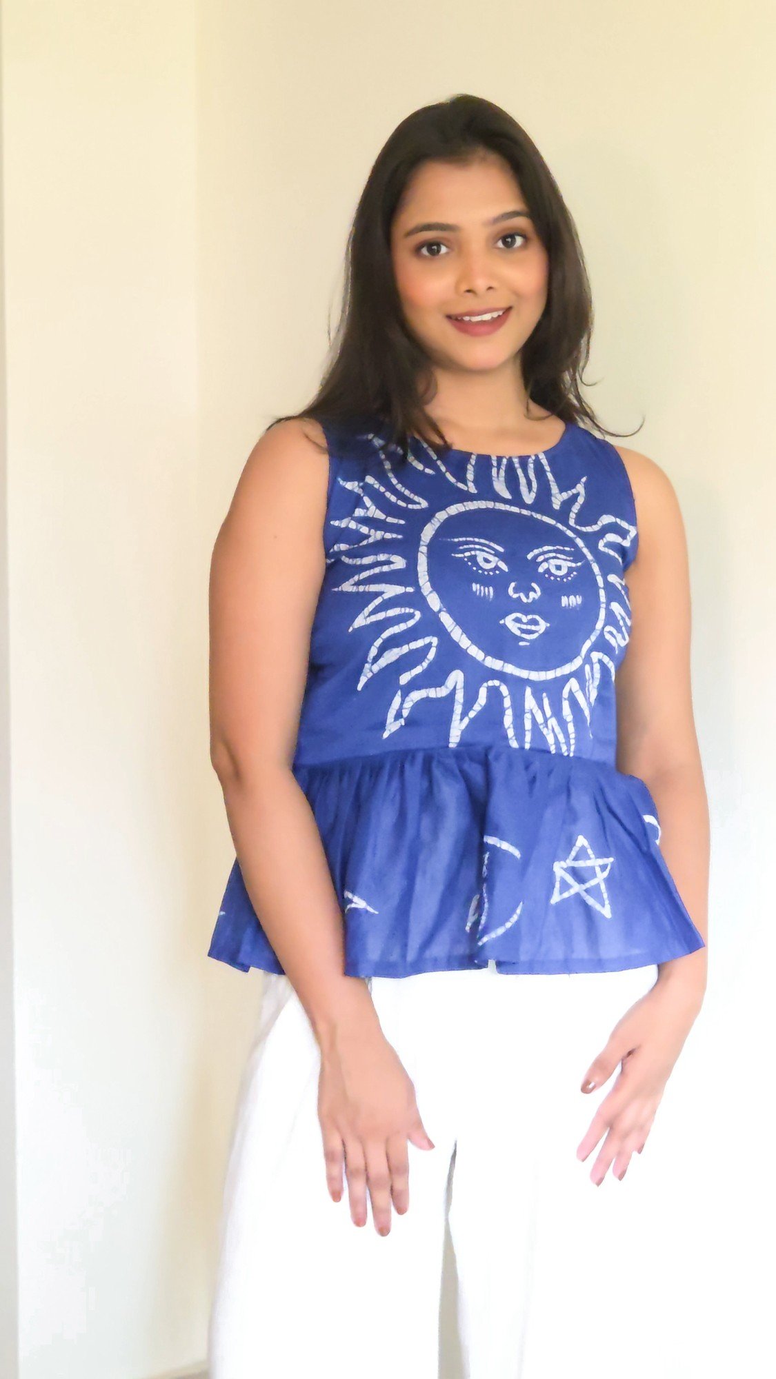 Sun Celestial Blue Batik Art Pure Cotton Top - Image 4