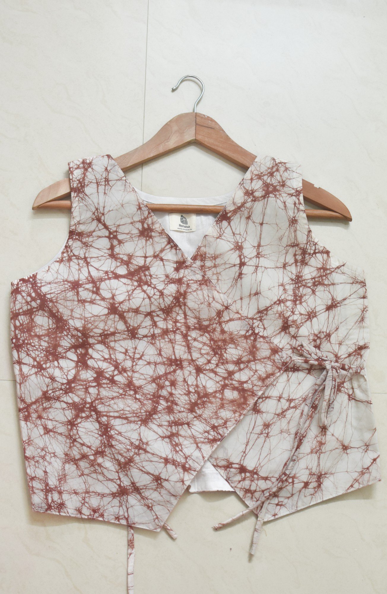 Chandan Crack Batik Pure Cotton Batik Tie up Vest - Image 3