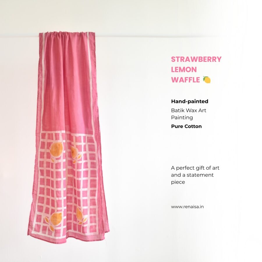 Strawberry Lemon Hand-painted Batik Cotton Stole