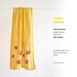 Yellow Stripes Hand-painted Batik Silk Stole