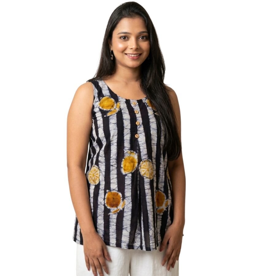 Black Stripe Lemon Pure Cotton Top