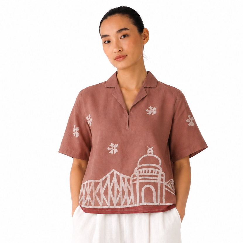Kolkata Chandan Pure Cotton Collared Top