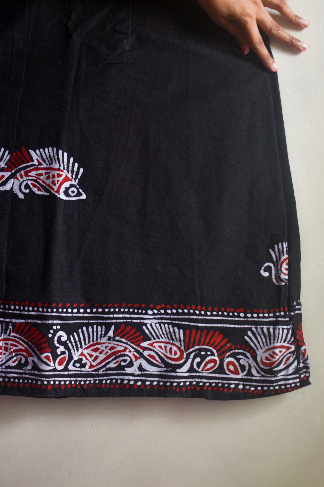 Fish Shoru Tuli Sleeves Pure Cotton Black Dress - Image 4