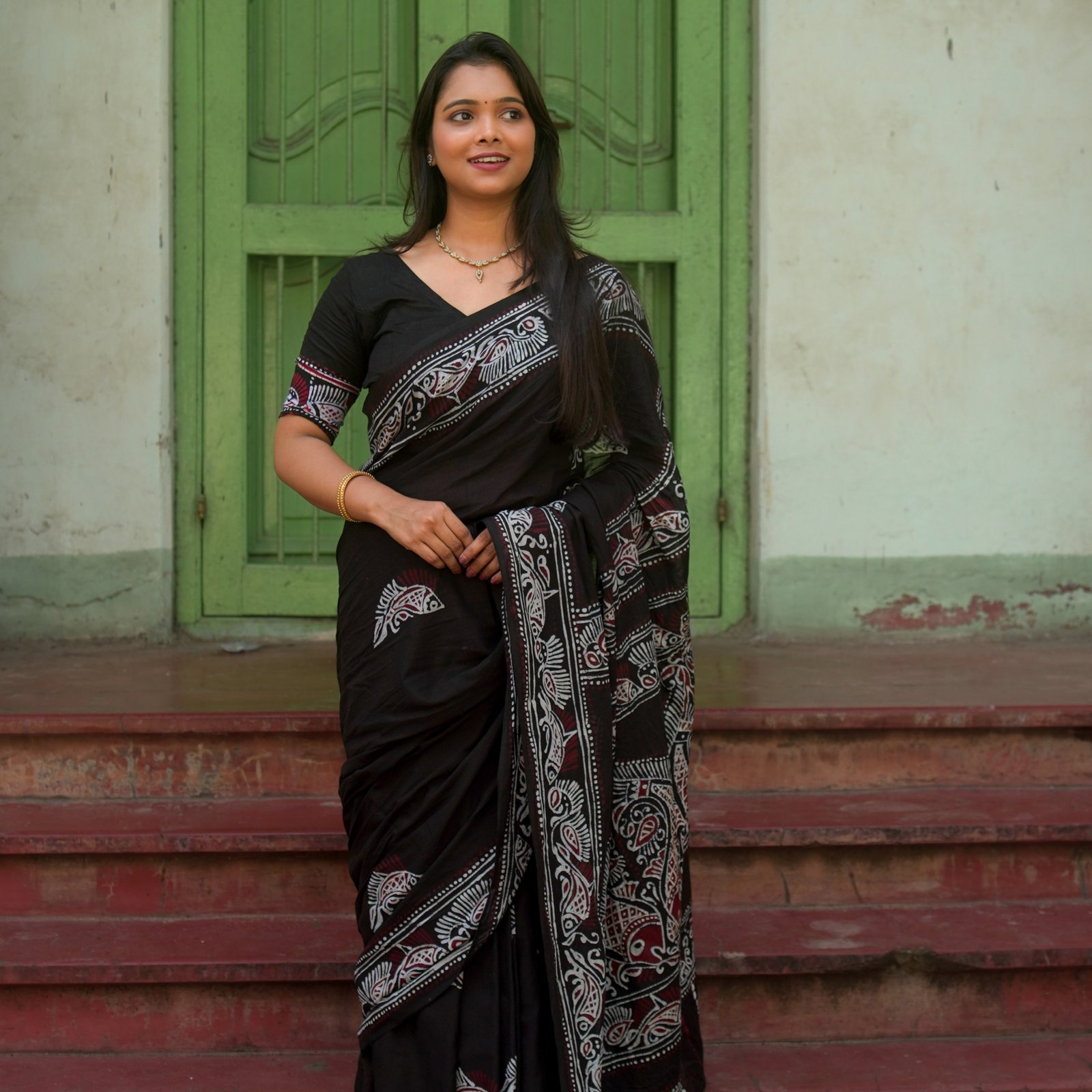 Fish Motifs Shoru Tuli Pure Cotton Saree