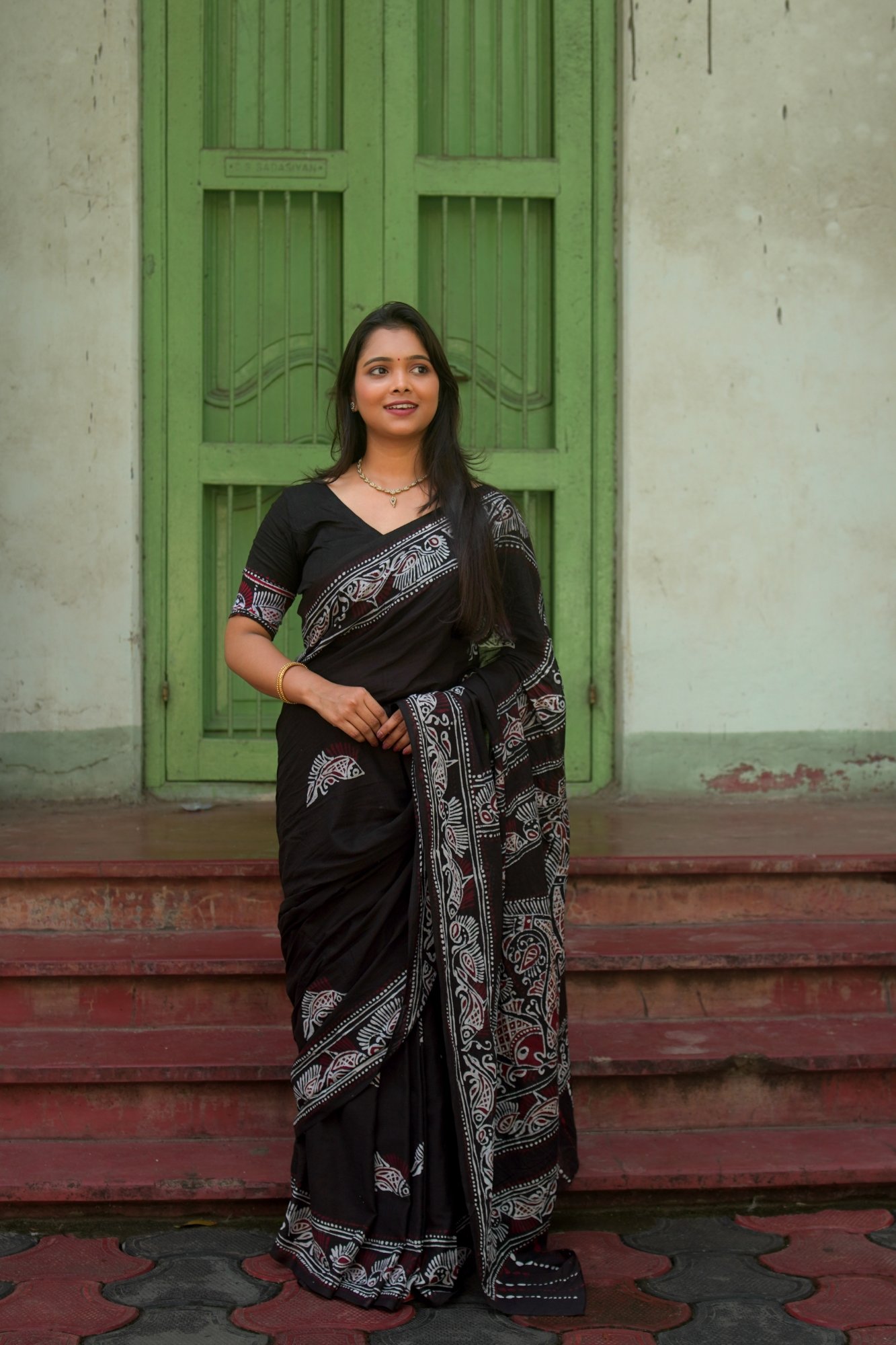 Fish Motifs Shoru Tuli Pure Cotton Saree - Image 4