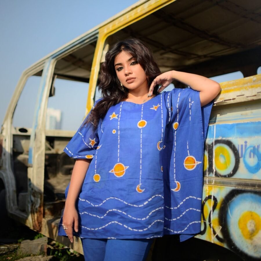 Skyfall Batik Art Kaftan Top