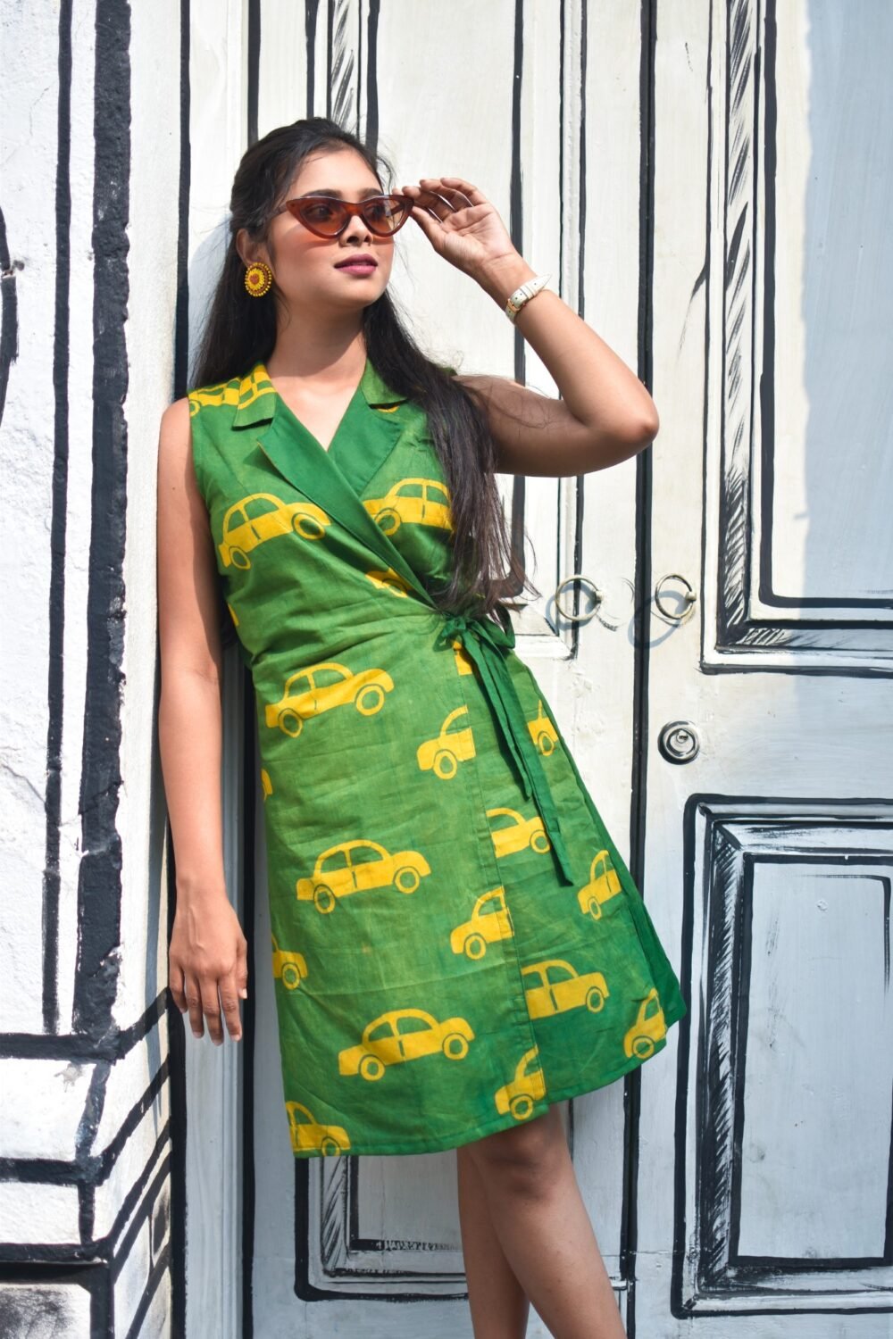 Taxi Hand Batik Pure Cotton Wrap Dress - Image 2