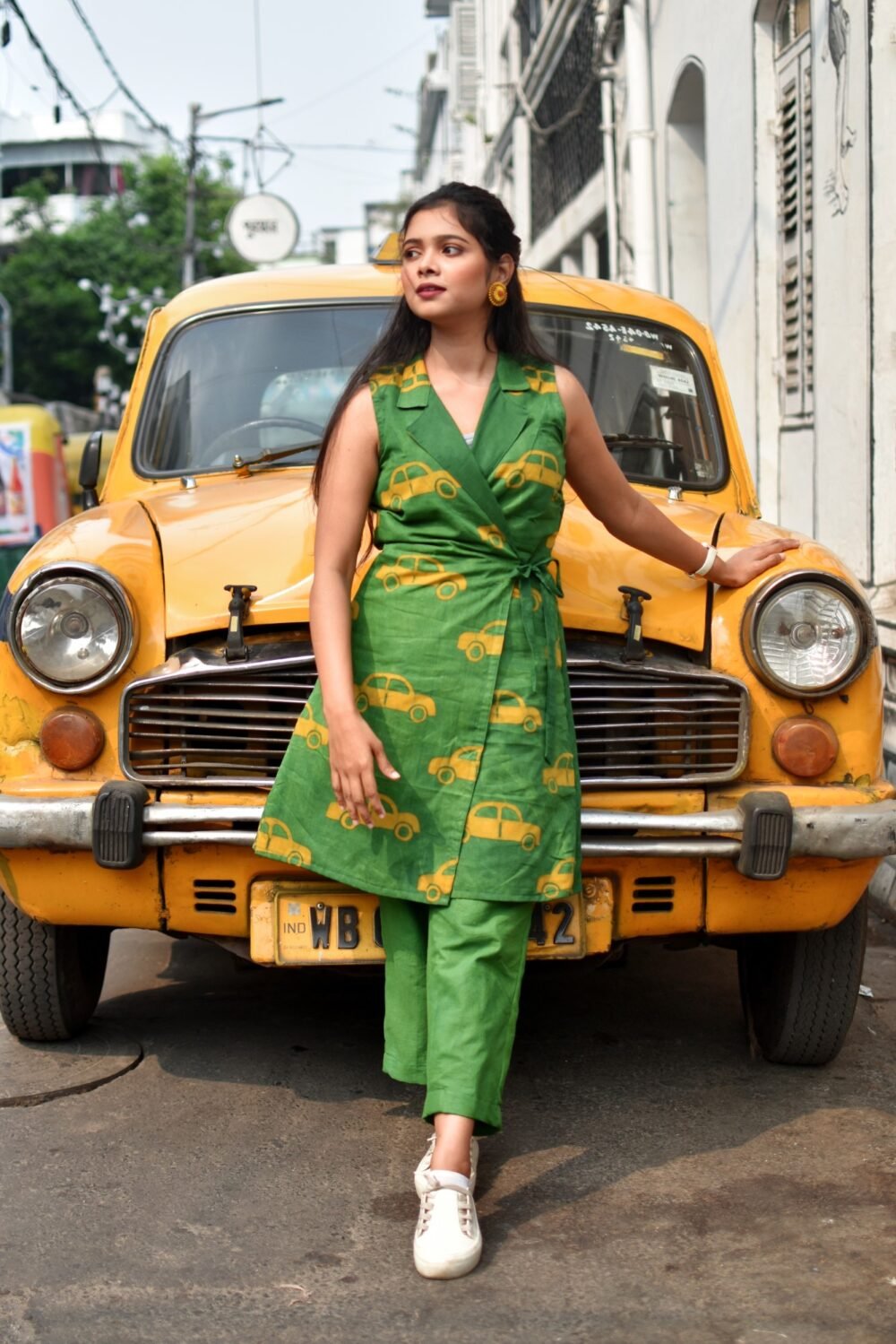 Taxi Hand Batik Pure Cotton Wrap Dress - Image 3