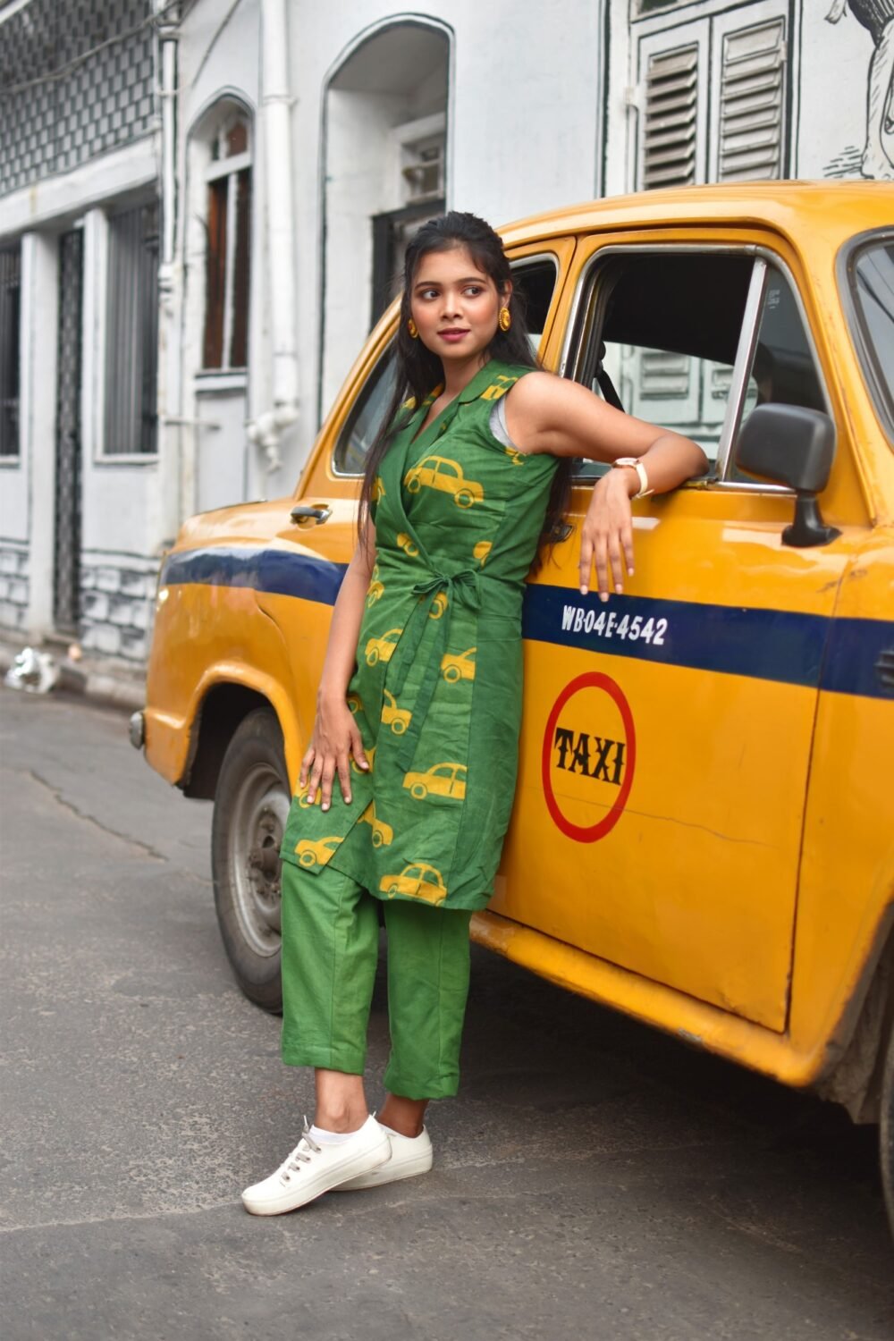 Taxi Hand Batik Pure Cotton Wrap Dress - Image 4